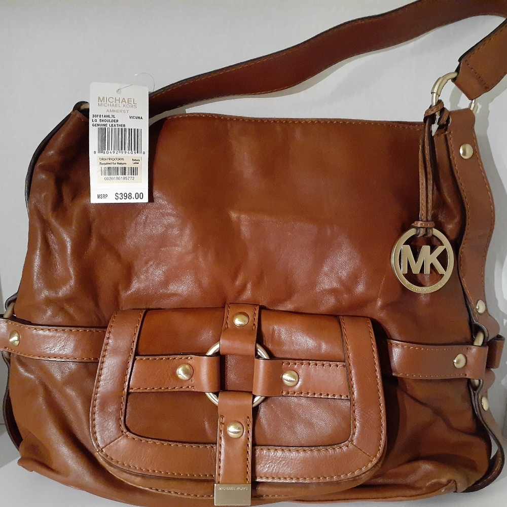 Michael Kors Brown Leather Shoulder Bag Stunning!